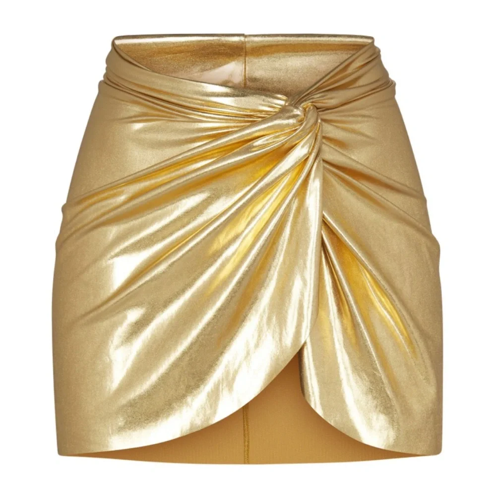 ✨SKIMS METALLIC SWIM MINI SARONG SKIRT COVER UP IN GOLD 2X